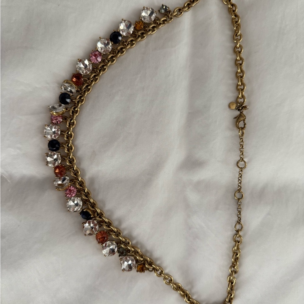 Ann Taylor Gold Necklace with Multicolor Gems
